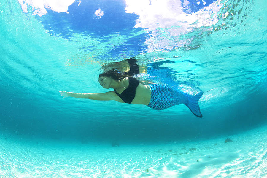 a mermaid in the tidal teal mermaid tail swimming in the ocean