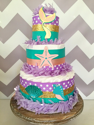 Mermaid theme best sale diaper cake