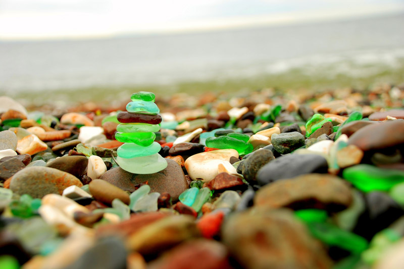 sea glass on the shore