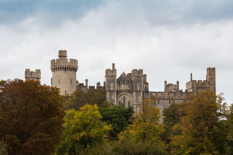 Arundel Castle behind the treeline 