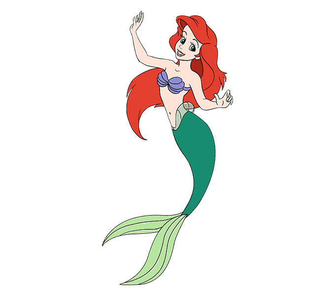 how to draw mermaid Ariel