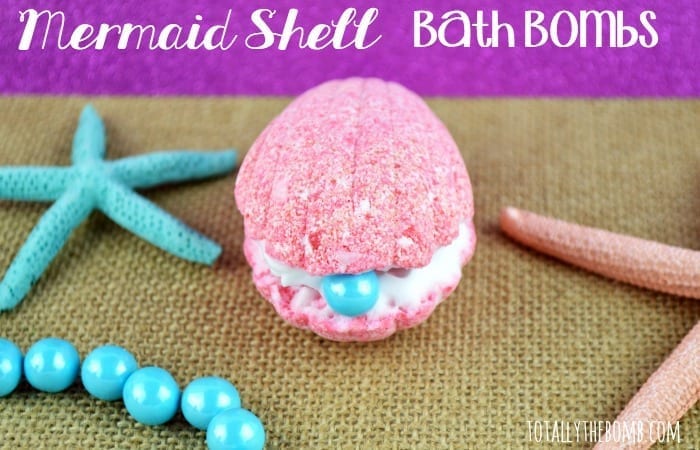 a pink seashell bath bomb