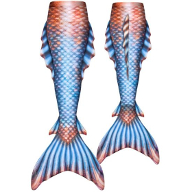 the front and back of the blue and bronze tail that matches the mermaid nails in the tutorial