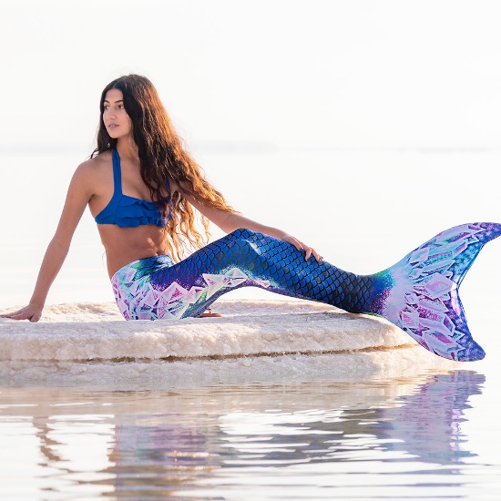 a mermaid wearing the Diamond Frost tail in the Dead Sea