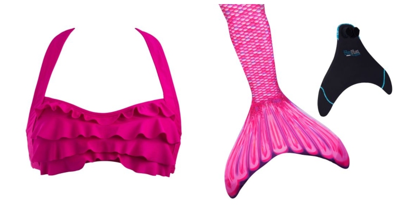 If Disney princesses were mermaids, Aurora would wear the pictured deep pink bikini top and pink mermaid tail.