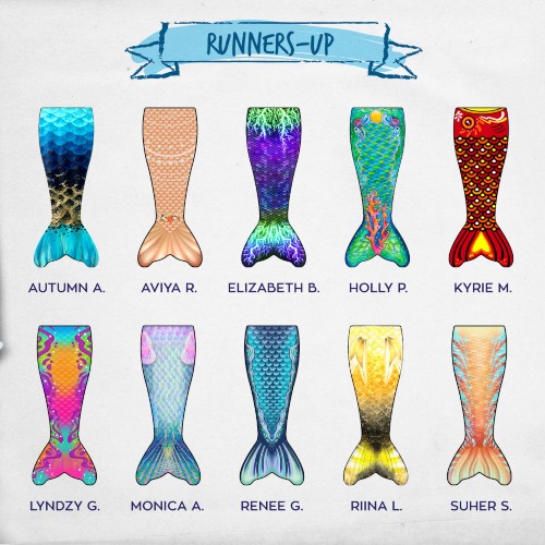 all ten runners-up with their mermaid tail designs