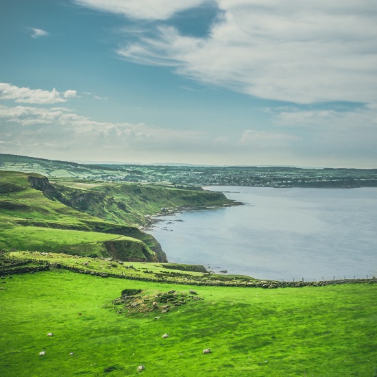 the vivid green Irish coast