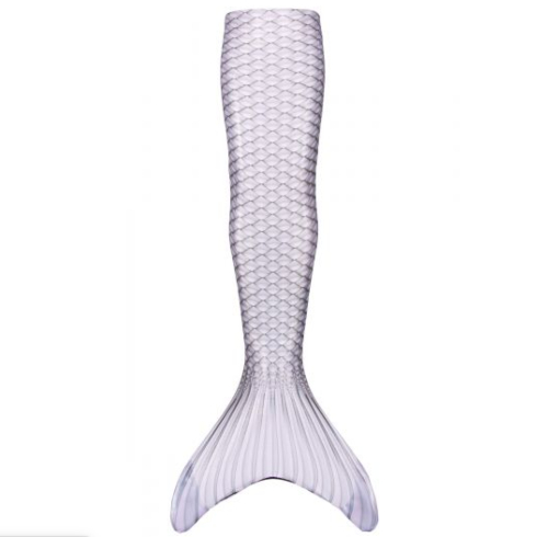a silver mermaid tail on a white background